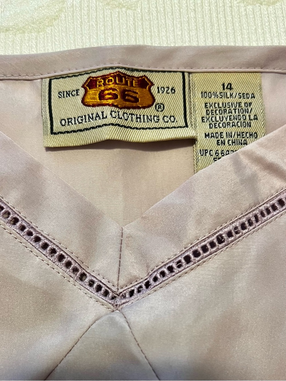 New Old Stock Route 66 100% Silk Lavender Cami 14 - Picture 8 of 9